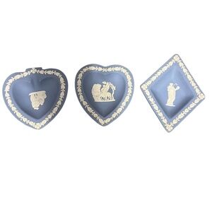 Wedgwood‎ Jasper ware Card Suit Trinket Trays Hearts, Diamond, Clubs, Blue